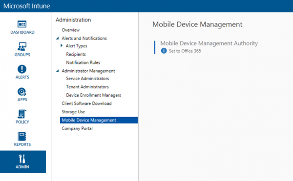 Hey Office 365 is the Mobile Device Management Authority